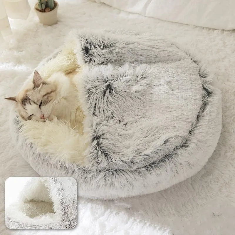 Soft Plush Pet Bed with Cover Round